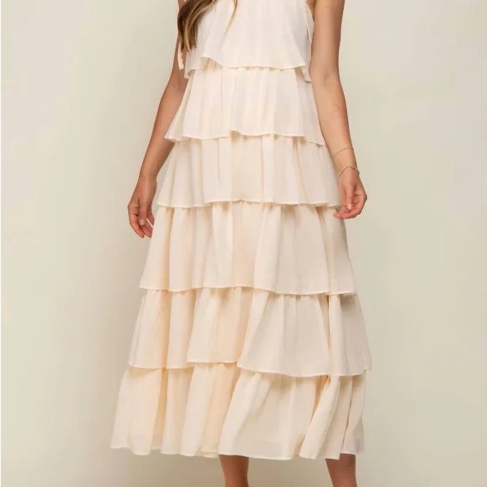 Elegant Cream Tiered Dress